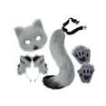 thumbnail image 2 of Máscara facial de Halloween jinwen con orejas y Cola de animal Gris Negro, 2 of 8