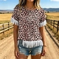 thumbnail image 3 of JTZGDY Vintage Fringed Patchwork Shirts for Women Trendy Summer Short Sleeve Boho Floral Printed Crew Neck Graphic T-Shirts Lightweight Cozy Tassles Tunic Blouse Loose Fit Pullover Tops, 3 of 7