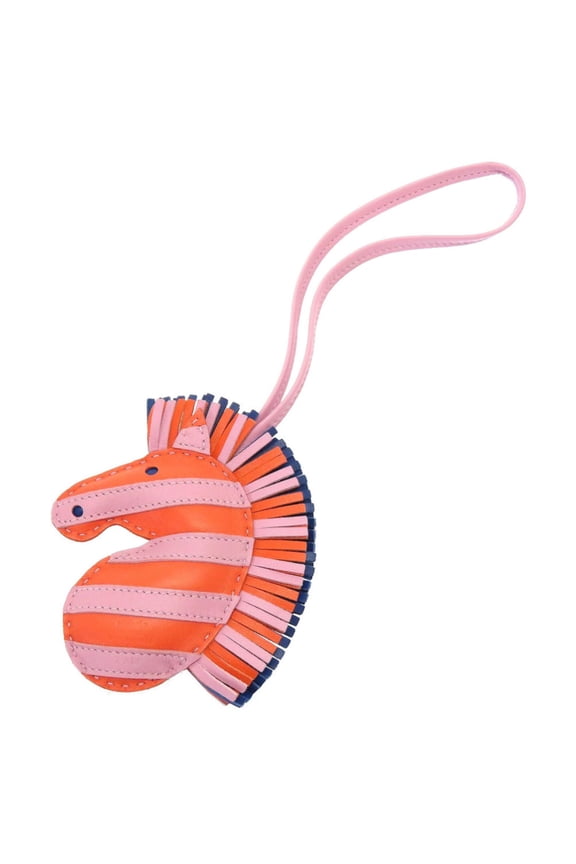 Pre-Owned Unused Herms GZ Savanna Z Stamp (2021) Annieu Milo Keychain Bag Charm Orange Poppy...