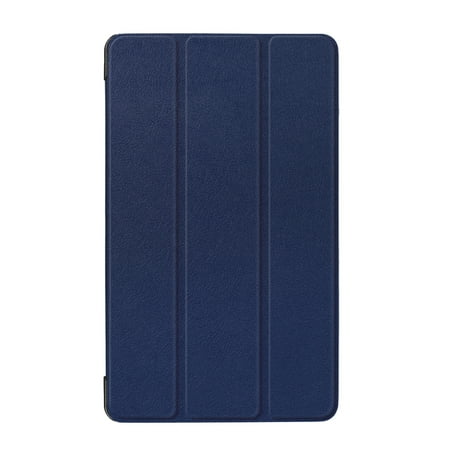 Ultra-Thin Tri-Folding PU Leather Stand Cover Shell Tablet Case for Huawei MediaPad T3 7 3G BG2-U01 (Dark Blue)