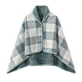thumbnail image 3 of acuever Light Blue Shawl Wraps for Women Women's Winter Coral Fleece Double Layer Multifunctional Outdoor Cold Proof and Warm Plaid Blanket Home Shawl, 3 of 3