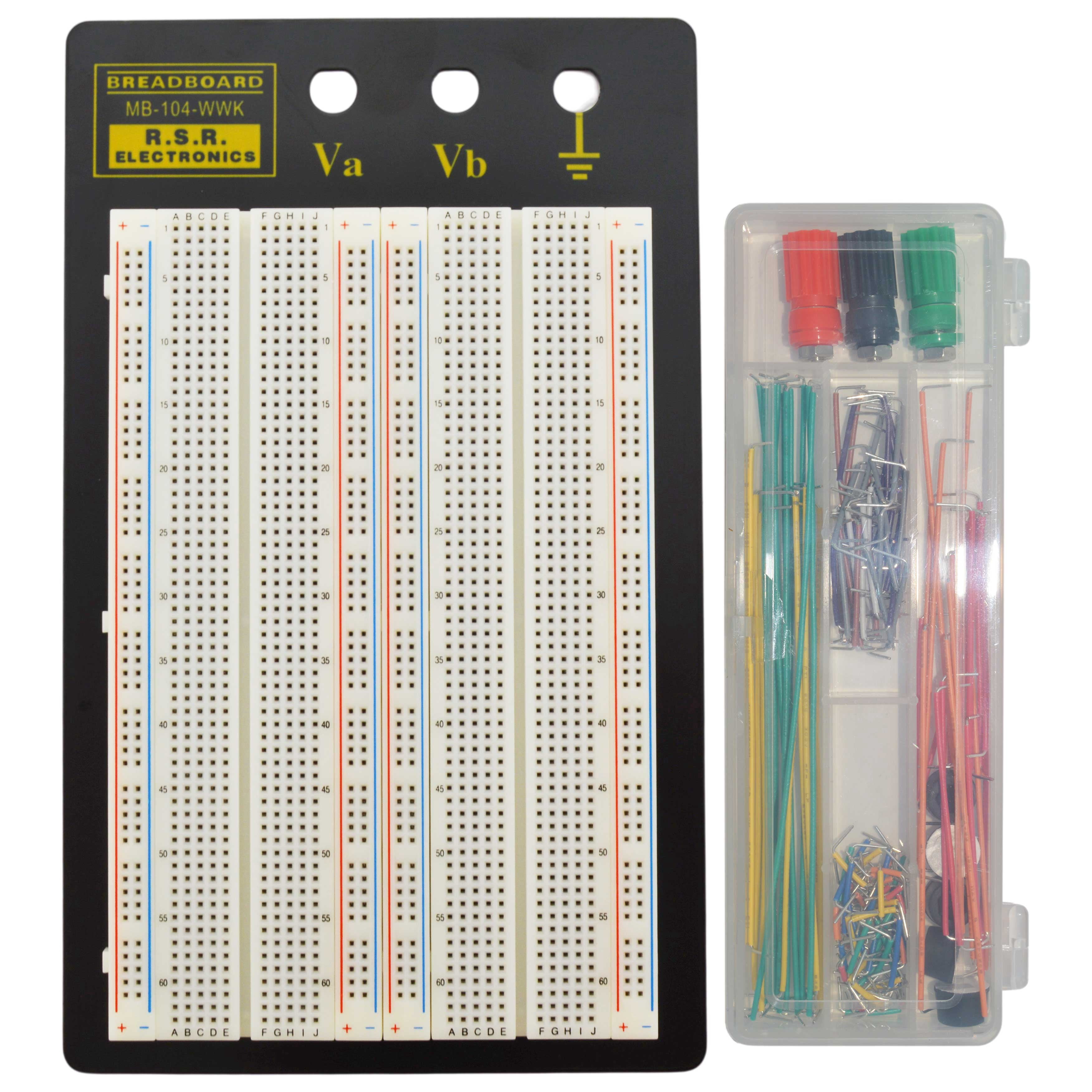 1,660 Tie Point Solderless Breadboard with Sturdy Metal Backing and 3 Binding Posts, Includes 140 Piece Jumper Wire Kit, 8.7" x 5.9"