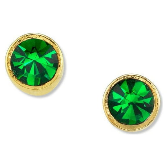 1928 Jewelry Women's Dainty Round Emerald Green Crystal Stud Earrings