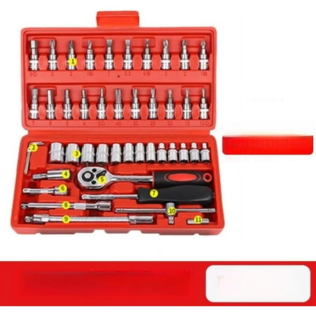 

Wewean 24-Tooth 46-Piece Automotive Repair Tool Set with Multifunction Socket Wrench Set Combination Set Ratchet Wrench Repair Car Hardware Tool V1754
