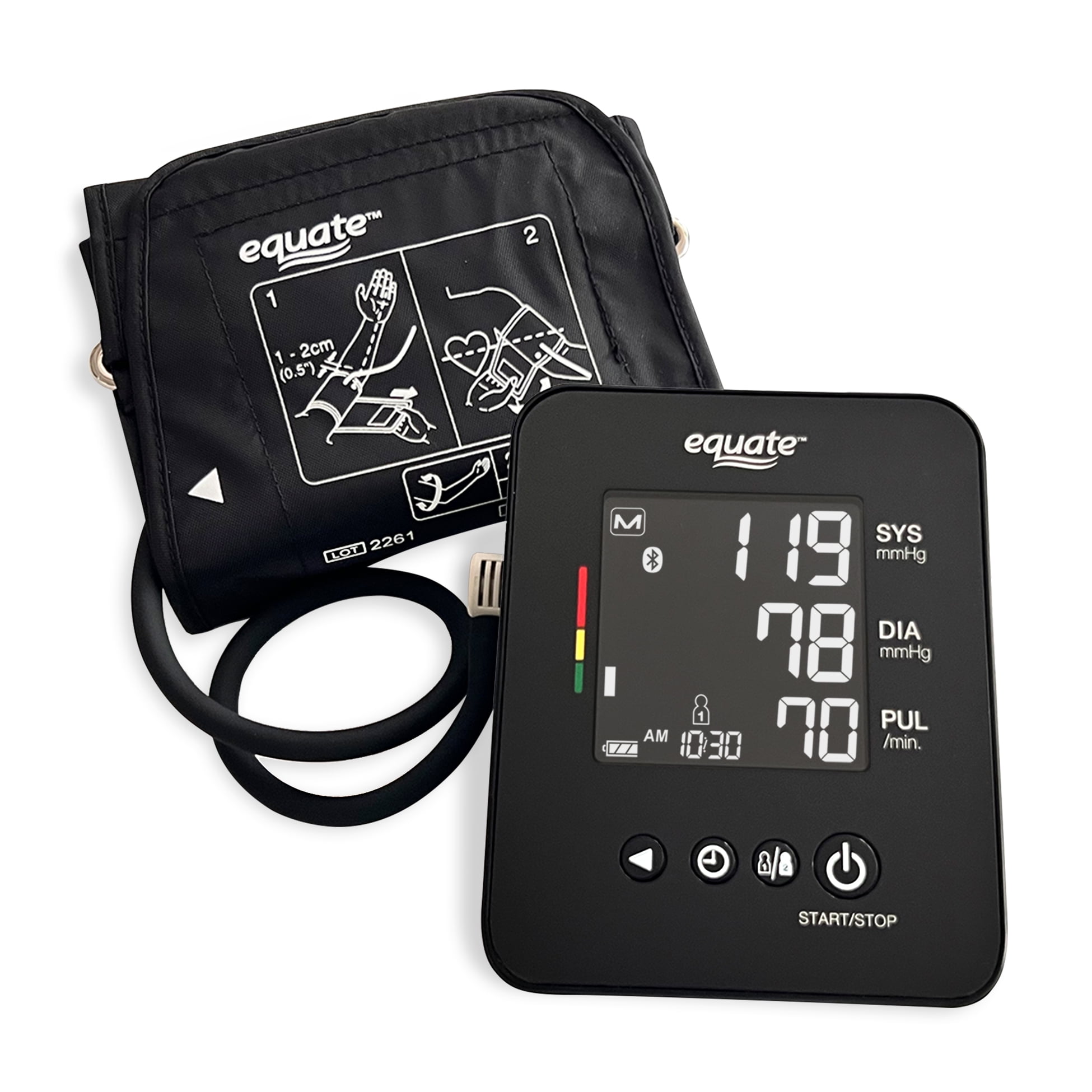 Equate 6000 Series Upper Arm Blood Pressure Monitor and Wide Range Arm Cuff with Bluetooth Wireless Technology and Irregular Heartbeat Detection
