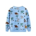 thumbnail image 3 of Wuxian Toddler Sweatshirts Girls Pullover Casual Loose Fit Blouse Crew Neck Cute Car Dinosaur Animal Cartoon Print Shirt Long Sleeve For Toddler Kids Fall Coats,Light Blue,4-5 Years, 3 of 3