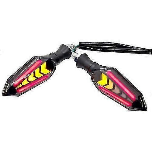 Intermitentes para bicicleta con forma de flecha deslizante y luces diurnas LED (DRL) en rojo y amarillo (juego de 2 piezas)