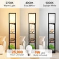 thumbnail image 2 of Outon Shelf Floor Lamp with Shelves, USB Port -LED 3 Modes Wood Standing Lamp with White Linen Shade, 2 of 6