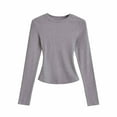 thumbnail image 4 of hotojiny Cute Tops for Women Slim Fit Long Sleeve T Shirts Fashion Solid Color Ruched Thermal Undershirts Going out Tights, 4 of 4