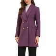 thumbnail image 4 of INSPIRE CHIC Double Breasted Winter Coat for Women's Lapel Neck Long Sleeve Outerwear Overcoat XS Purple, 4 of 6