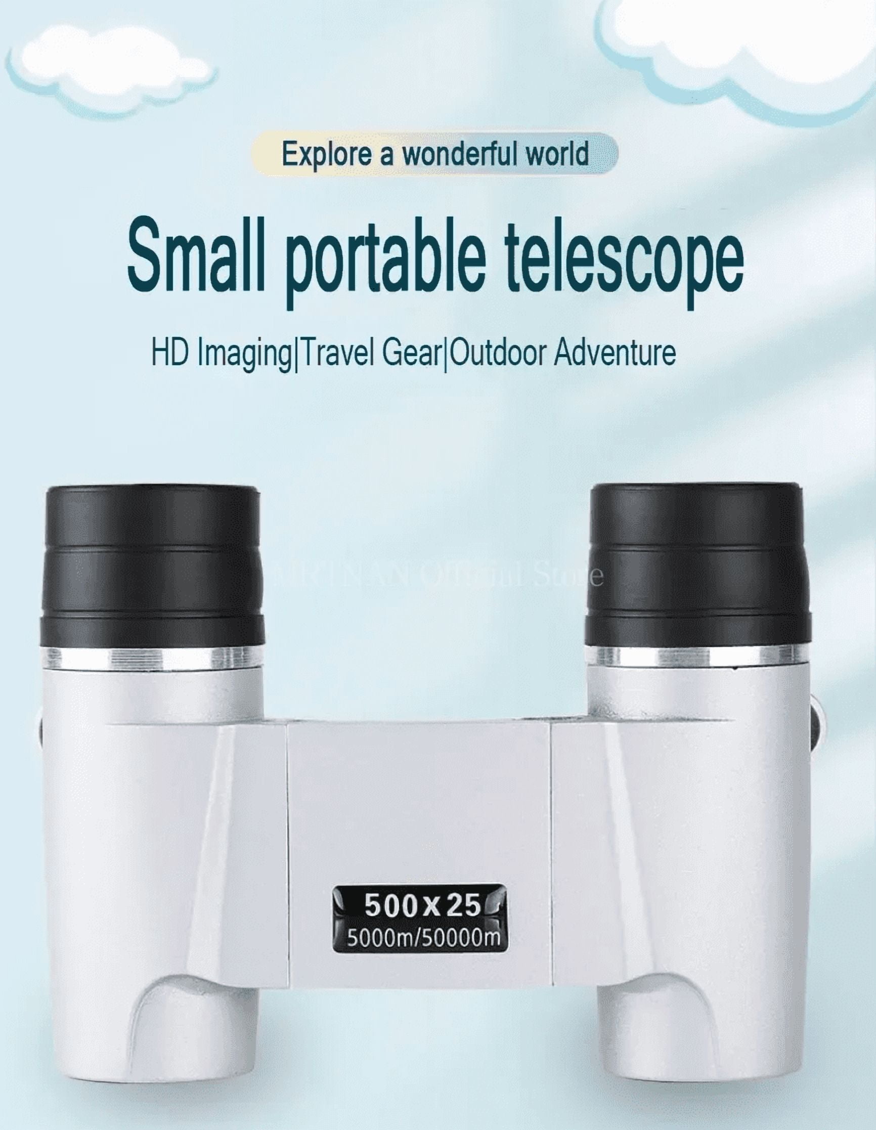 500x25 HD Zoom Portable Powerful Binoculars Long Range BAK4 Telescope Folding Optics for Outdoor Hunting Camping