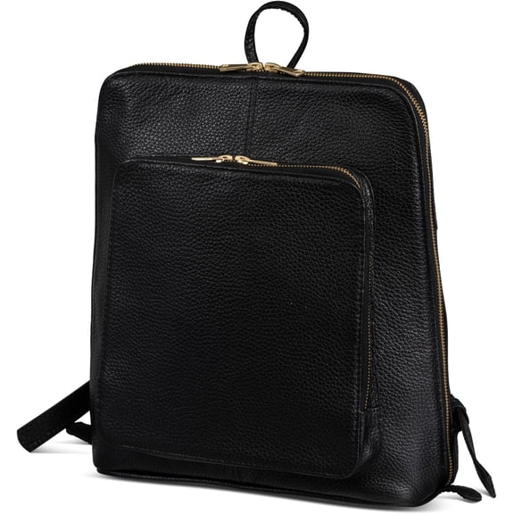 RKXQT Tech Leather Backpack Purse Handcrafted Expandable Pockets Laptop Sleeve (Medium)