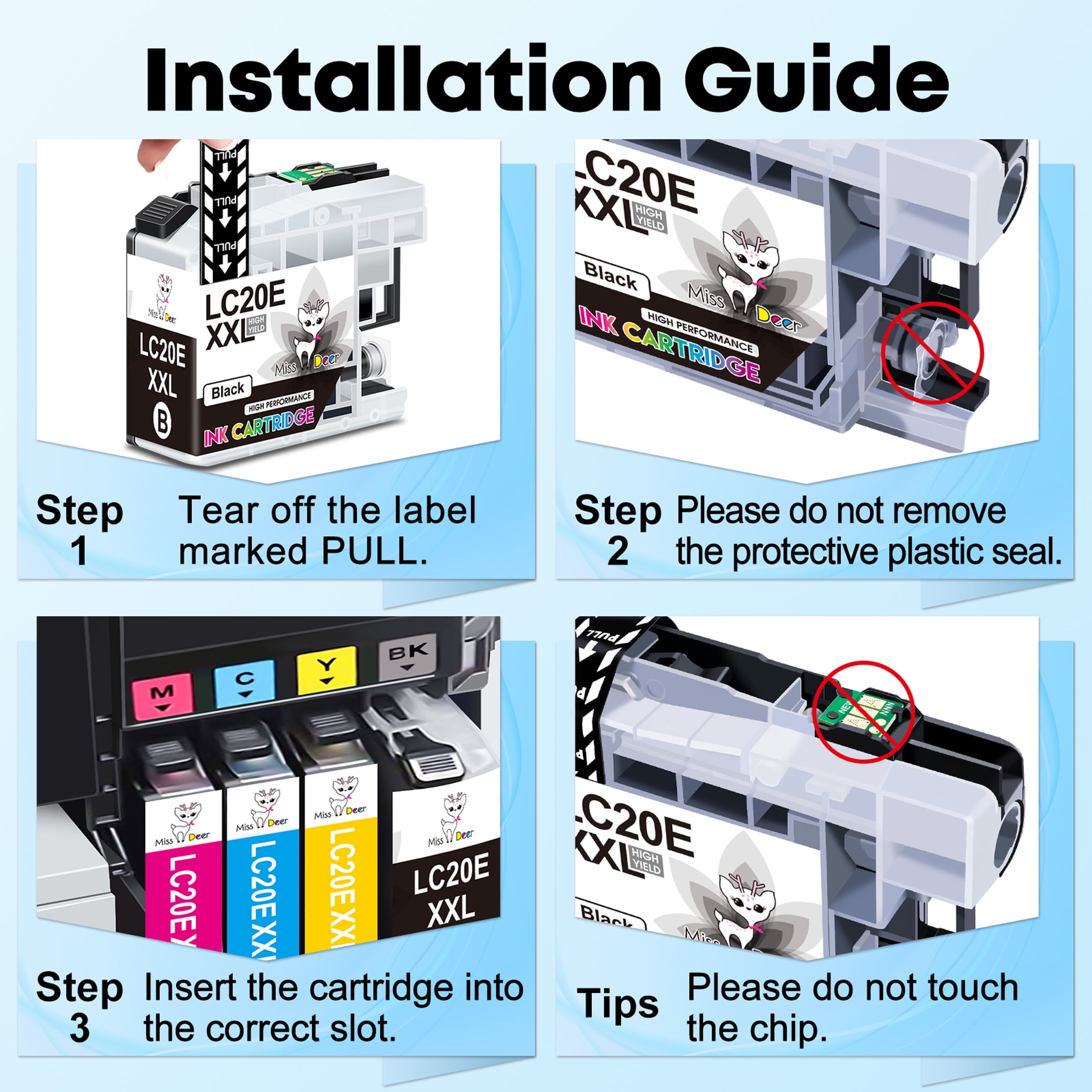 Miss Deer LC20E XXL High Yield Ink Cartridges Compatible for Brother LC20E Ink Cartridges for MFC-J985DW MFC-J775DW Printer