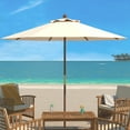 thumbnail image 2 of SAFAVIEH Cannes 11' Wooden Pulley Market Umbrella, Beige, 2 of 6