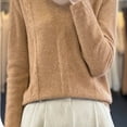 thumbnail image 6 of Fengqque Women’s V Neck Knit Sweater Long Sleeve Ribbed Cuff Hem Loose Fit Pullover Shirts Casual Layering Tops Khaki L, 6 of 7