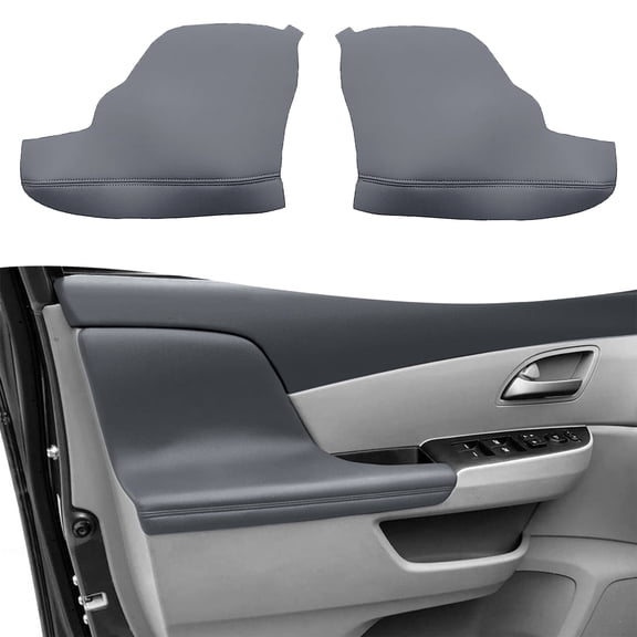 KBH Door Panel Armrest Cover Replacement for Honda Odyssey 2011-2017, Leather Front Door Arm Rest Skin Upholstery for Car Interior Accessories, 1 Pair, Dark Gray