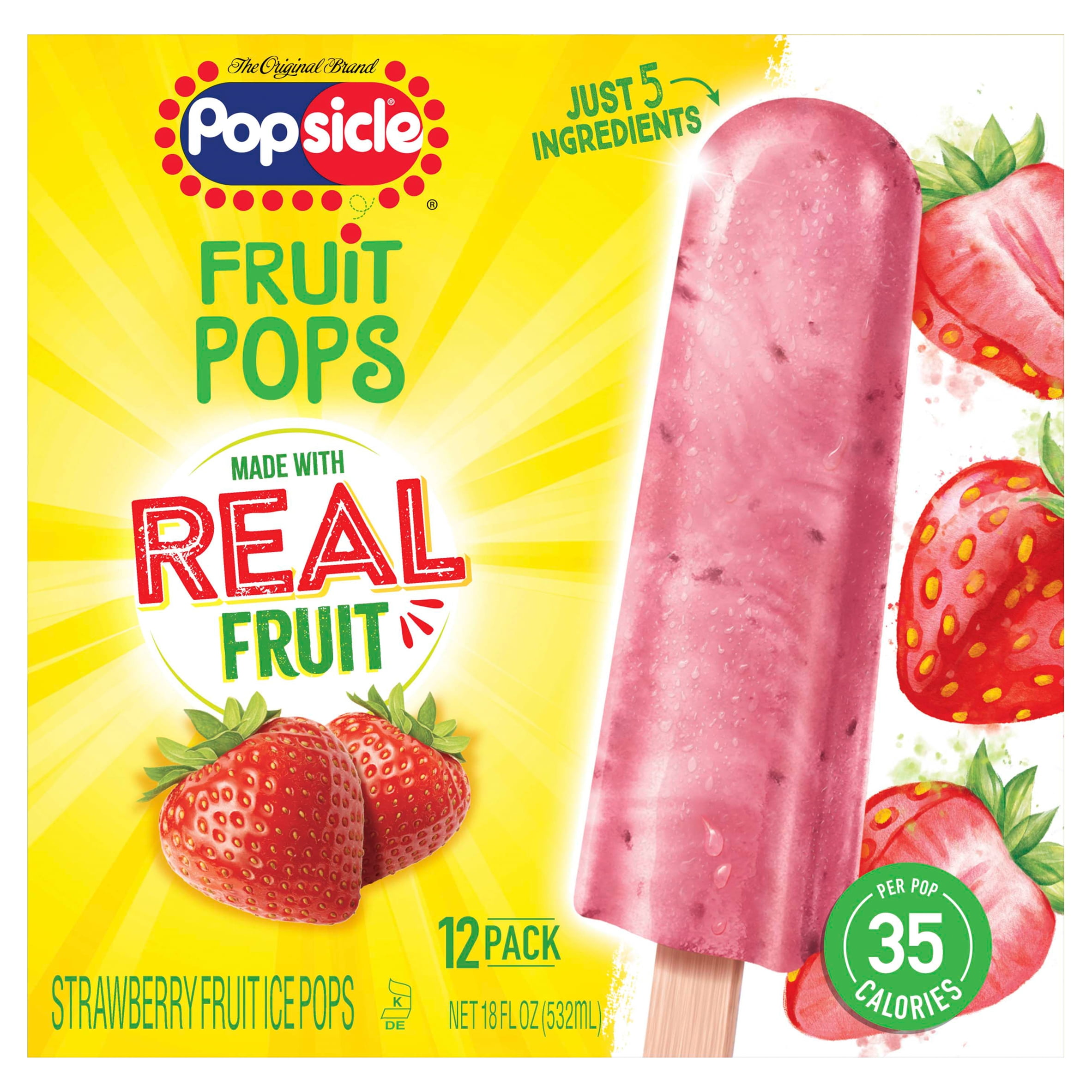 Popsicle Fruit Pops Strawberry Frozen Snack 12 Pops - Walmartcom
