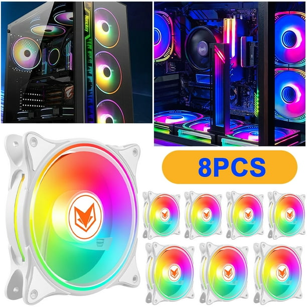 DQrwqpou Refrigeración Por 12V 4 Pines PWM 5V 3 Pines ARGB Aura Sync Ventilador Con Caja para PC (blanco)