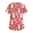 thumbnail image 5 of Garbnen Plus Size Easter Women Scrubs Top Rabbit Cute Animals V Neck Short Sleeve Nursing Uniforms for Women Scrubs Spring Womens Work Shirt S-5XL with Pockets, 5 of 5