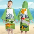thumbnail image 4 of FAOWME Cardigan Button Bath Towel Children Quick Drying Bathrobe Boys Girls Babys Swimming Absorbent Towel Cape Hooded Beach Beach Bath Towel Green 5-14 Years, 4 of 4