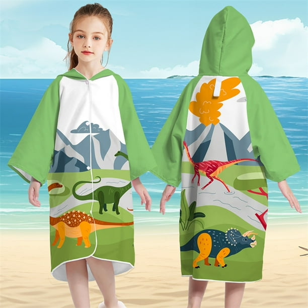 Big Kid Girl Coat Functional Jacket Cardigan Button Bath Towel Children s Quick Drying Bathrobe Childs and Girls Students Swimming Girls