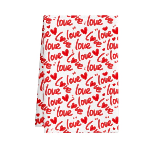 Pisexur Batería de cocina Toalla de regalo de San Valentín de 43 x 63 cm, fibra con estampado de corazones, paño de limpieza, toallas de cocina, aniversario para la cocina del hogar