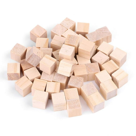FAGINEY Blocs de Bois Carrés Naturels Cubes de Bois pour Bricolage Artisanat Fait Main Jouet pour Enfants Décoration Maison, Blocs de Bois Artisanat, Cubes de Bois
