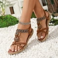 thumbnail image 6 of Adjustable Boho Sandals Women Flat Ankle Strap Summer Dressy Shoes, 6 of 9