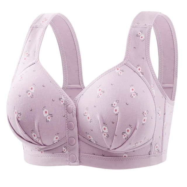 Women Full Coverage Bra Bra Plus Size Front Button Bra Without Rims Side Thin Cup Button Vest Style Middle Border Cotton Bra