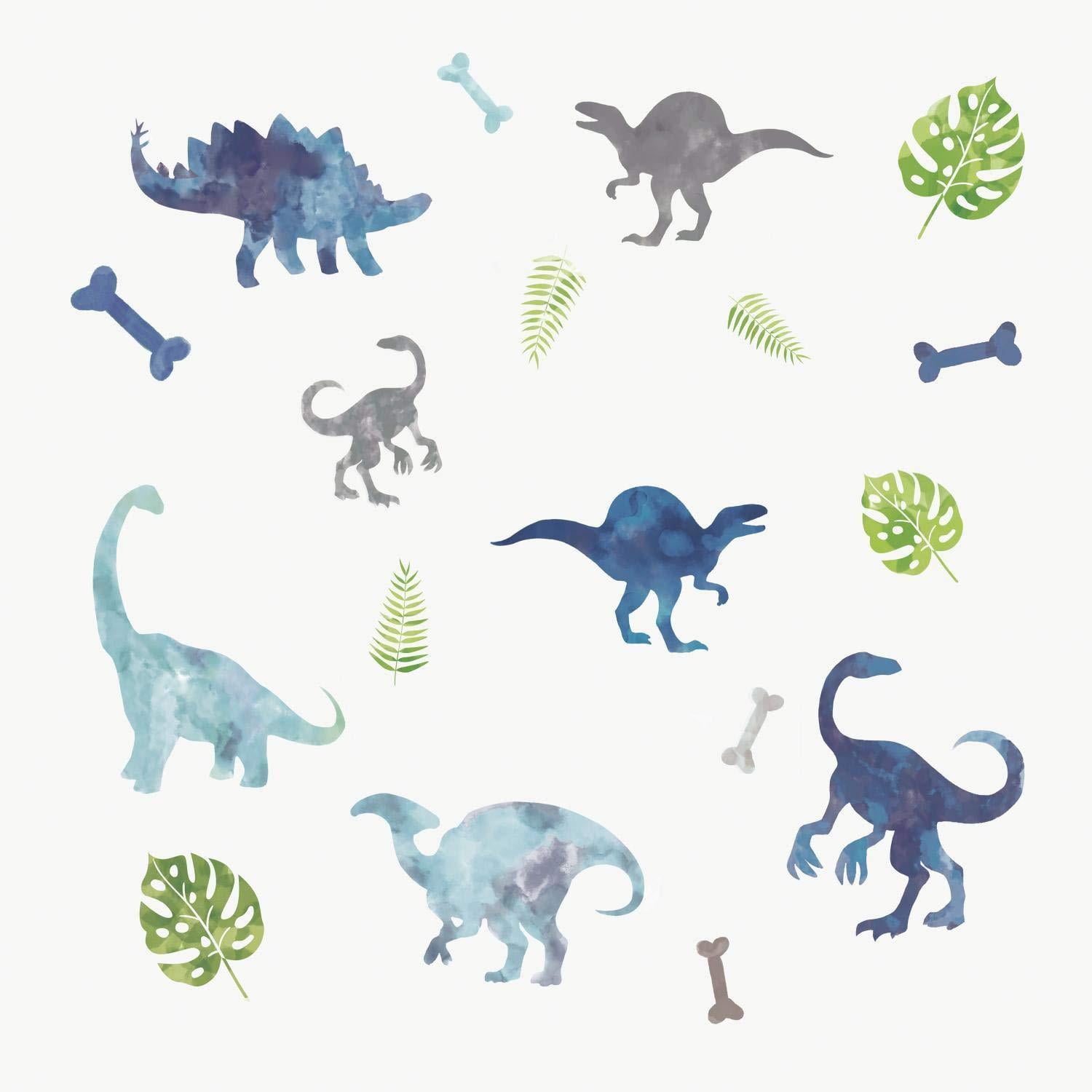 Watercolor Dinosaur Peel and Stick 18 Removable Wall Decals Kids Room
