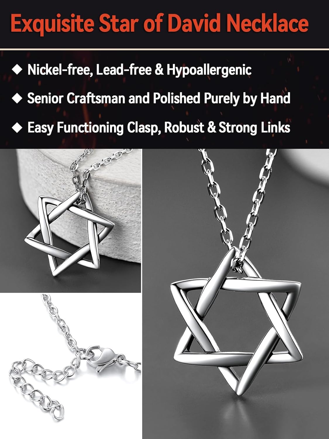 Star Of David Jewish Necklace-Sterling Silver Pendant For Women-The ...