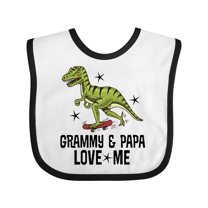 Inktastic Grammy and Papa Love Me Dinosaur Grandson Boys Baby Bib
