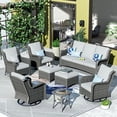 thumbnail image 2 of Ovios 8 Pieces Outdoor Patio Furniture with Swivel Chairs Wicker Patio Sectional with Sofa for Backyard, 2 of 5