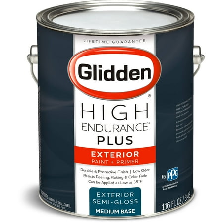 Glidden High Endurance Plus, Exterior Paint and Primer, Semi-Gloss Finish, Medium Base, 1 Gallon