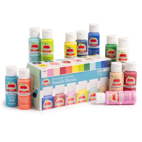 Apple Barrel Seaside Marina 2 fl oz Acrylic Craft Paint, Matte Finish, Set of 12