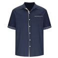 thumbnail image 4 of Blusa y camisa de manga larga con cuello vuelto para hombre, estilo casual, con botones, estampado playero, de manga corta, de poliéster, 4 of 6