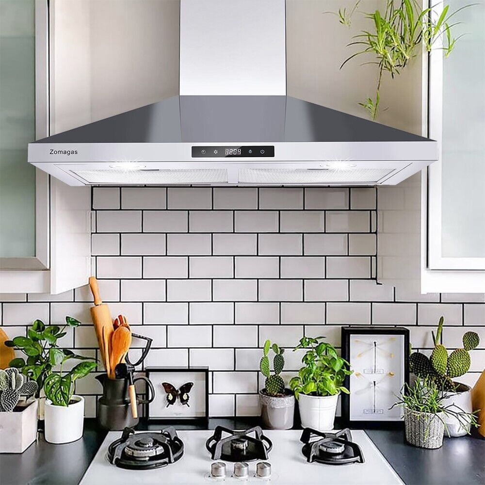 Wall Mount Range Hood 30 inch Stainless Steel Stove Hood Ducted Ductless Vent Hood Touch Control Hood