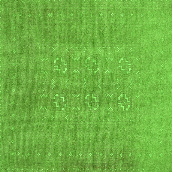 Ahgly Company Indoor Square Abstract Green Contemporary Area Rugs, 7' Square