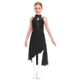 thumbnail image 4 of Aislor Sheer Mesh Skirted Leotard for Girls Asymmetrical Lyrical Dance Dress Ballerina Outfit Sequin Bodice Black 8, 4 of 6