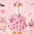 thumbnail image 6 of Halloween Porch Goose Outfit, Pink Pumpkin Ghost Costume Kit, Spooky Seasonal Outfit Accessories Suitable for 23 Inch Large Porch Goose Statue, 6 of 6