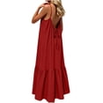 thumbnail image 6 of Women's Summer Maxi Dress Plus Size Solid Color Blackless Dress flowy Swing A Line Dress 2026 Casual Boho Sleeveless Spaghetti Strap Smocked Tiered Long Beach Sundresses for Women, 6 of 8