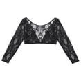 thumbnail image 4 of Sinhoon Women Summer Sexy Blouse, Lace Sheer V-Neck Long-Sleeves Tops Tight-Fitting Crop Top Mesh Dress Shirt Blouse for Girls, 4 of 4