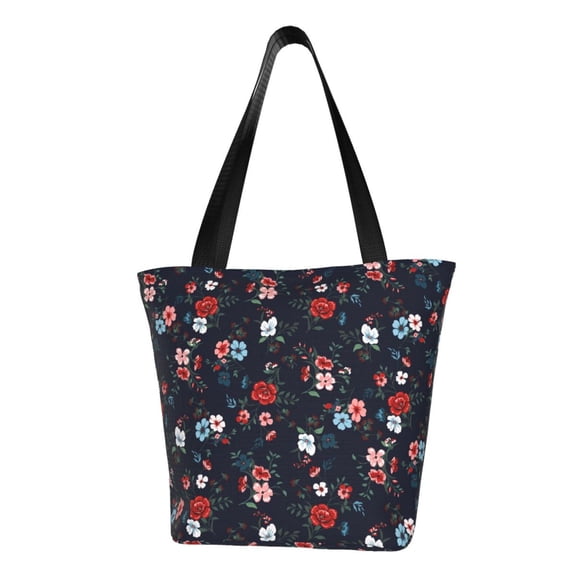 Fotbe Vintage Rose Pattern Beach Tote,Shoulder Handbag,Spacious Tote Bag,Lightweight Travel Bag,Versatile Shopping Bag