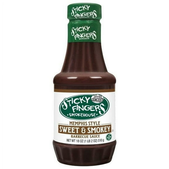 Sticky Fingers Barbecue Sauce Sweet & Smokey, Memphis Style 18 oz (Pack of 2)