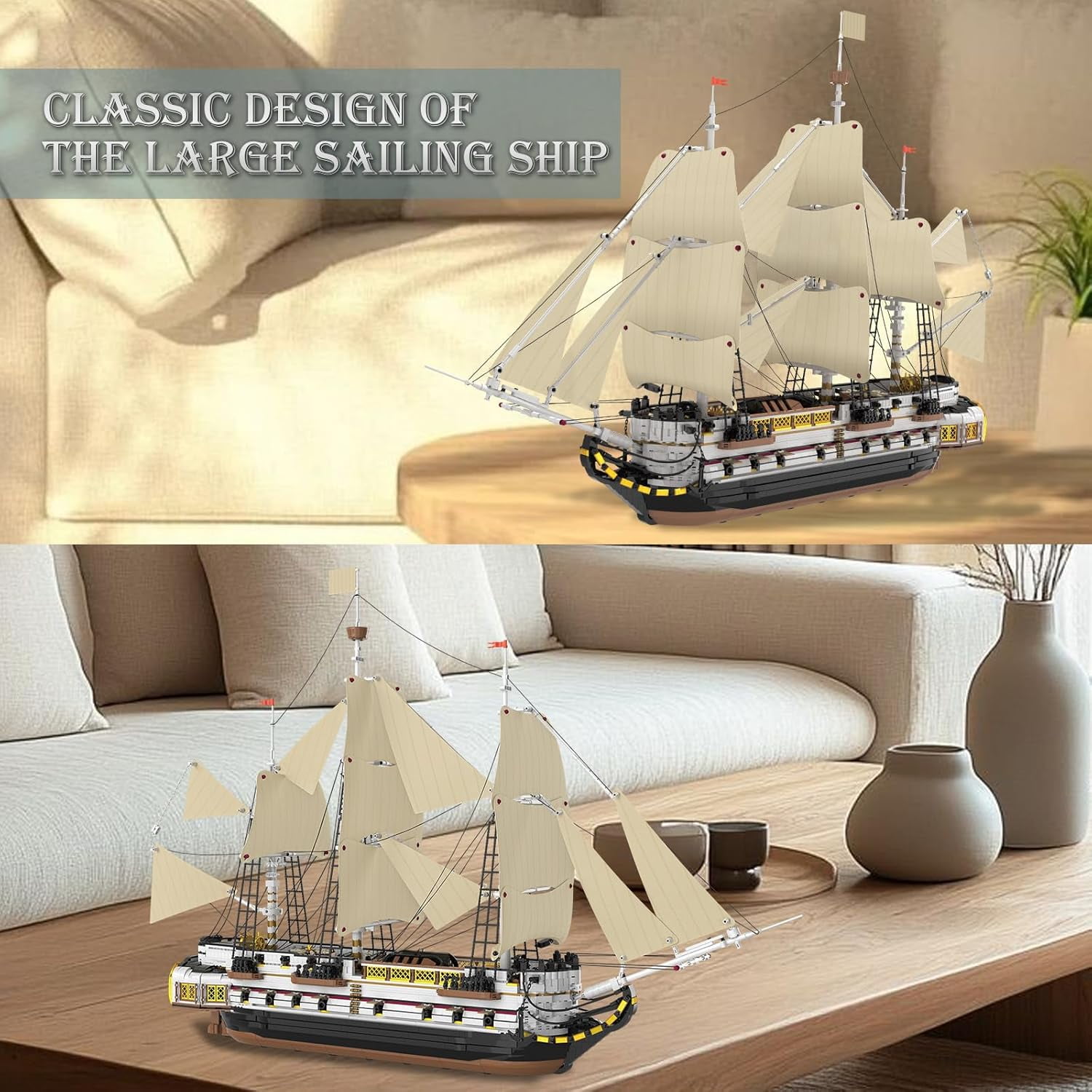 Large Sailing Ship Model Building Blocks Kit, Sailing Boat Model Construction Set, Pirate Ship & Historical Collectible Toy, Home Decor Birthday Gifts for Adult Collectors Enthusiasts 3555PCS