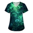 thumbnail image 3 of HAVUITYY Graphic Scrubs for Women, Starry Sky Printed Casual Short Sleeve V-Neck Working Uniform, Plus Size Stretch Nurse Shirts with Pockets, 3 of 5