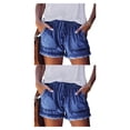 thumbnail image 1 of Qarigey Pantalones cortos de mezclilla casuales Pantalones cortos de mezclilla de cintura alta para mujer con bolsillo Vacaciones en la playa Type21 NO21, 1 of 6