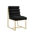 thumbnail image 2 of Madisen PU Leather Armless Dining Chair with Gold Frame (Set of 2), Black, 2 of 6