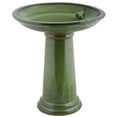 thumbnail image 1 of Esschert Design USA FB424 Ceramic Bird Bath on Pedestal with Bird, Green, 1 of 1