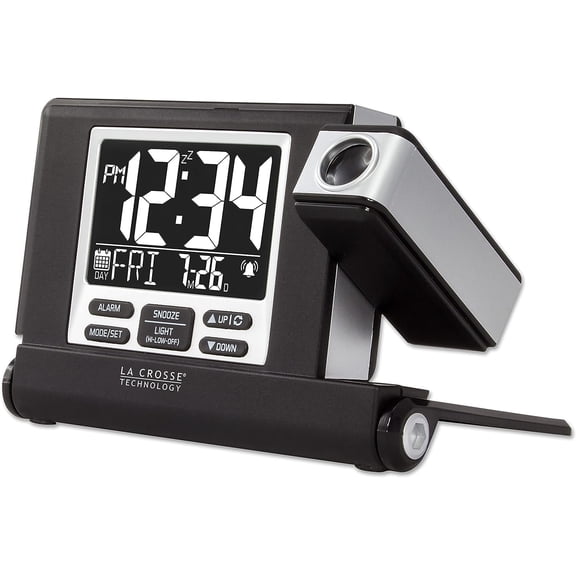 La Crosse Technology Travel Projection Alarm with Fold Out Stand, Black, 616A-56647-Int